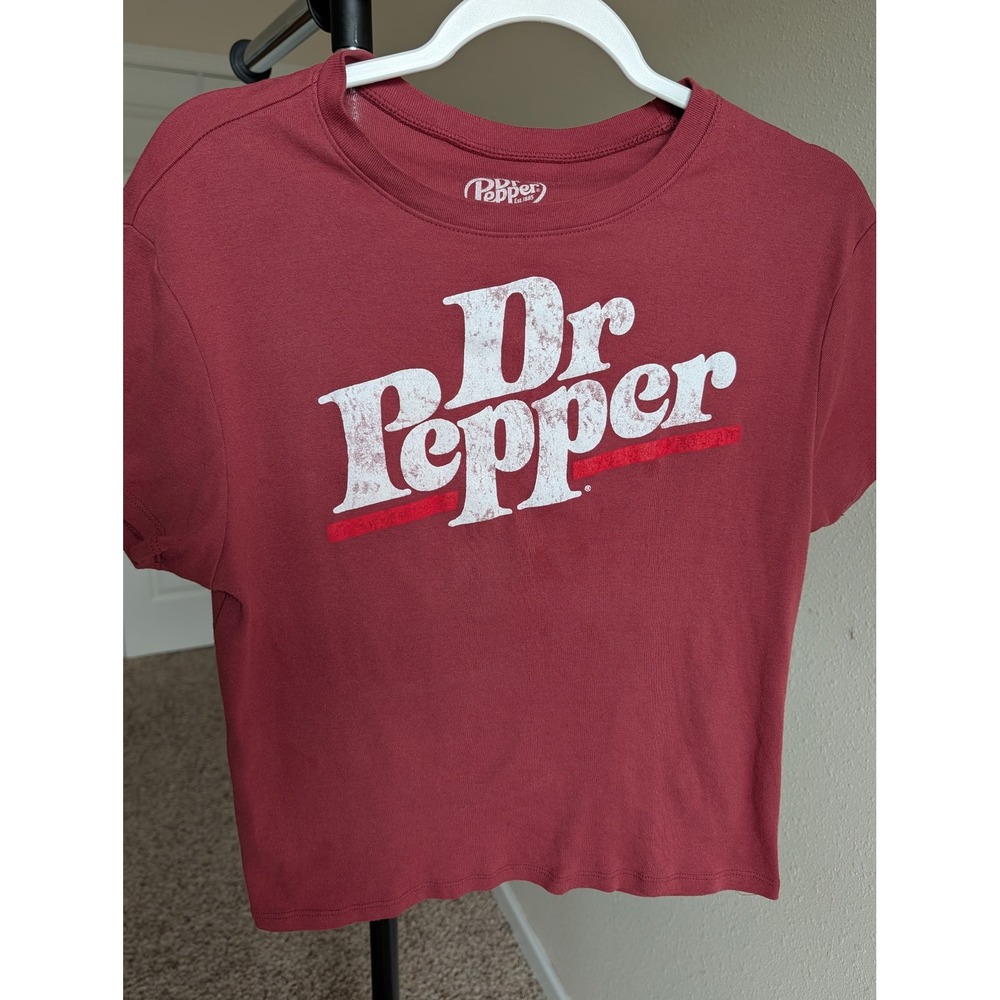 Childs Dr Pepper Graphic T-Shirt Maroon Cotton Short Sleeve Logo Top XL